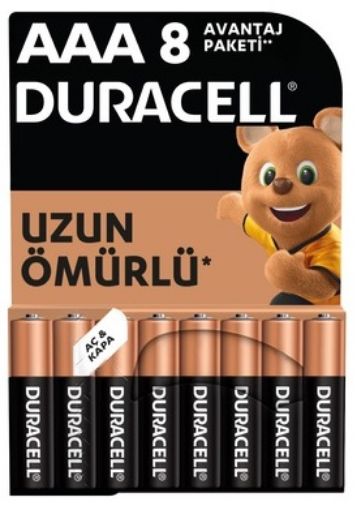 DURACELL AAA  ALKALİNE İNCE PİL 8LI BLİSTER resmi