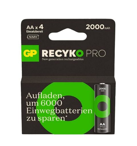 GP PRO RECHARGE AA 2000MAH 4LÜ KART ŞARJLI PİL resmi