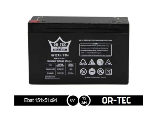 ORTEC 6V 12AH SİYAH AKÜ resmi