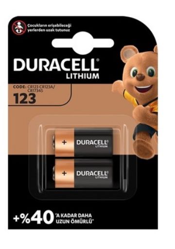 DURACELL CR123A LİTYUM 3V PİL 2Lİ BLİSTER resmi