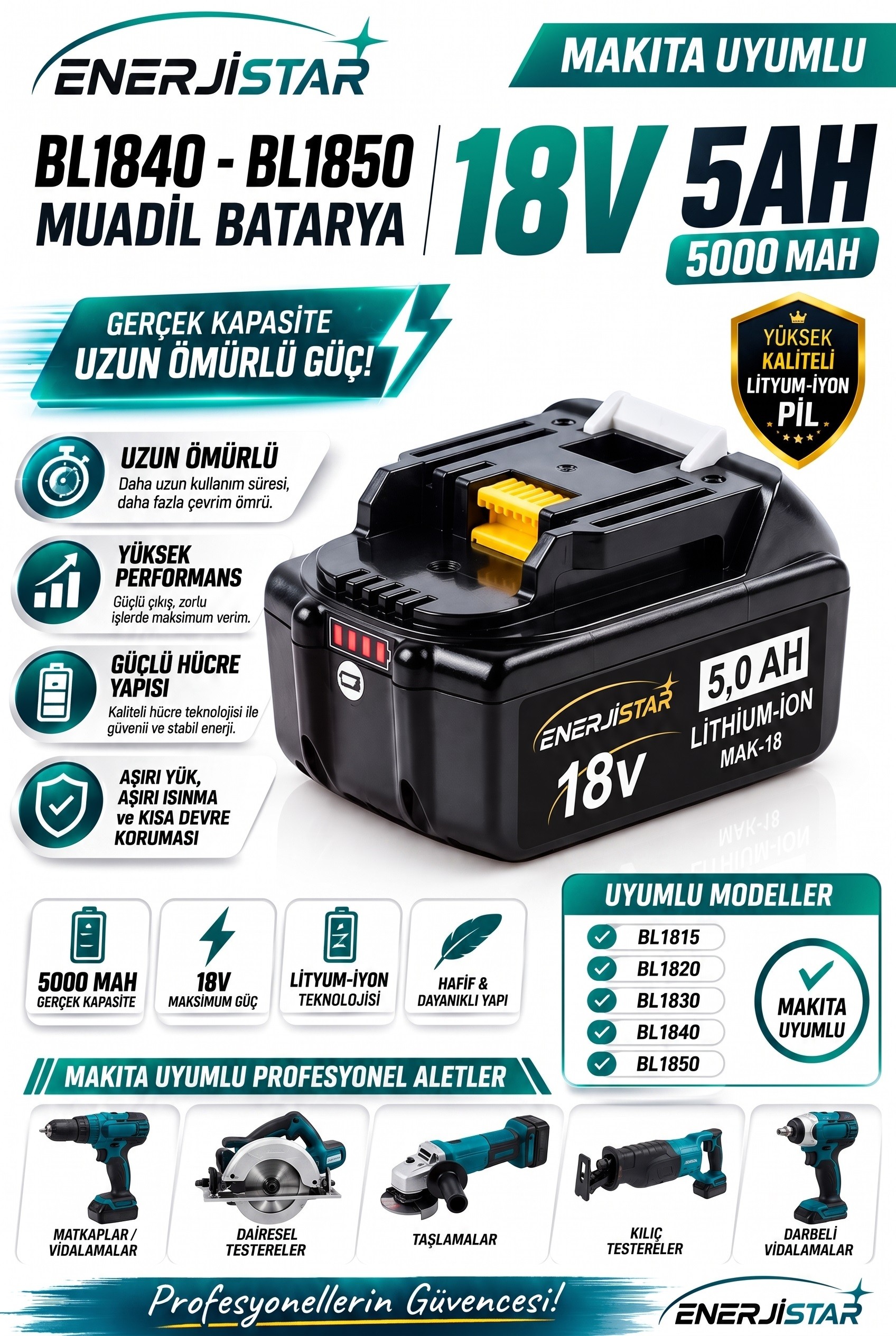 Makita 18v 5Ah Matkap Bataryası